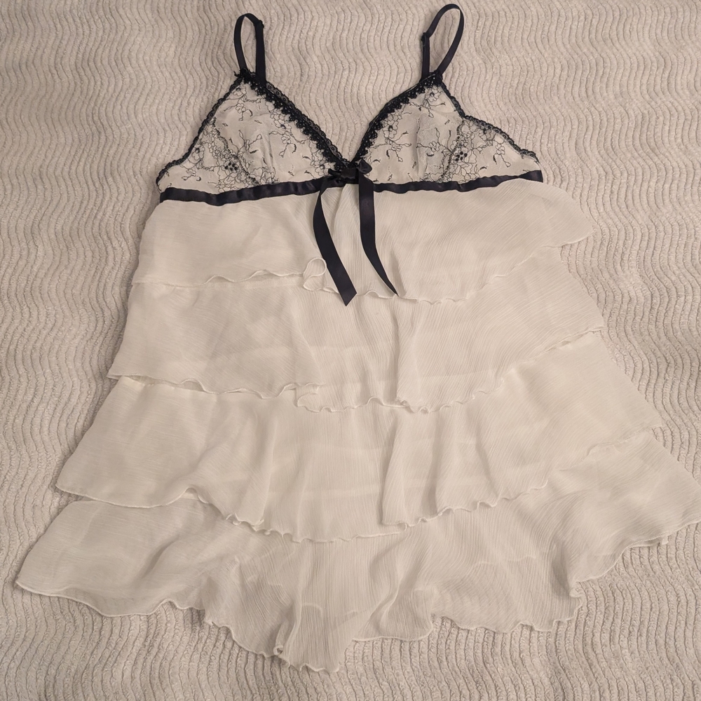 In Bloom White Chemise with Black Lace